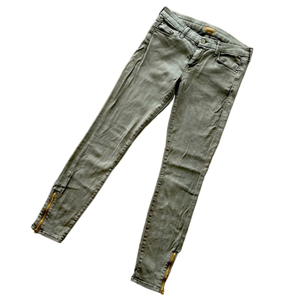 Mother the looker ankle zip pop green size 28